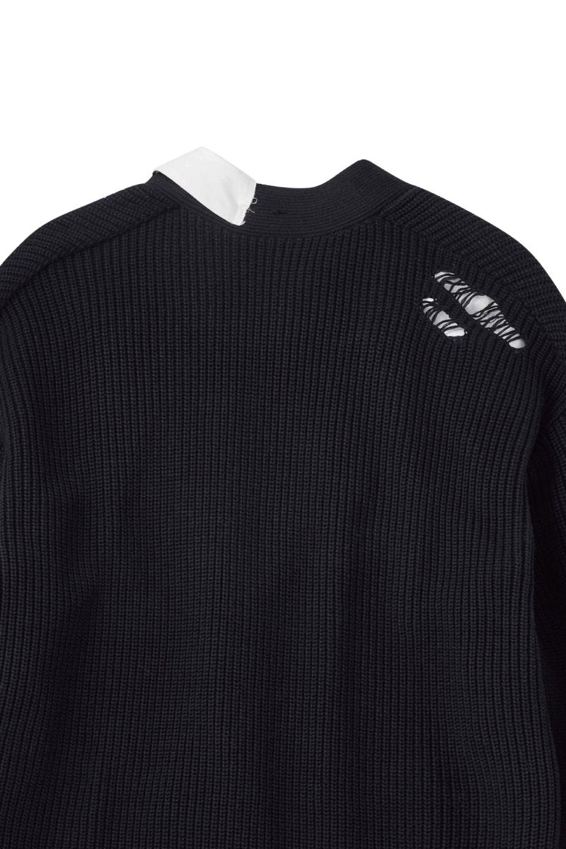 shirt docking damage cardigan(unisex)/2color - KNUTH MARF