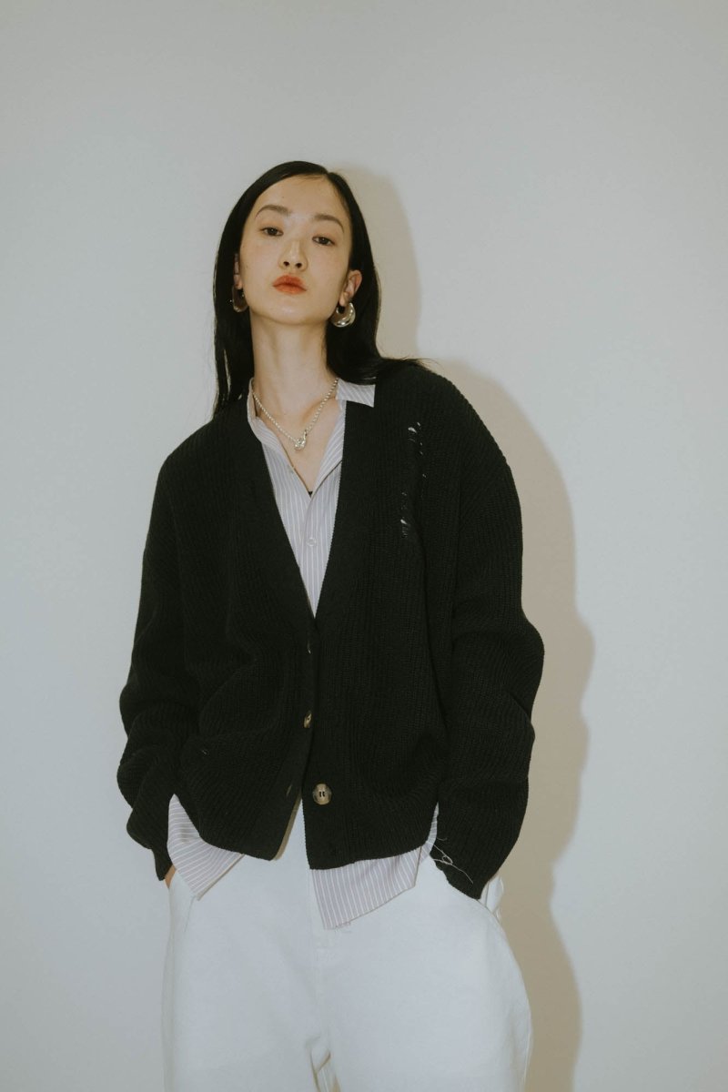 shirt docking damage cardigan(unisex)/2color - KNUTH MARF