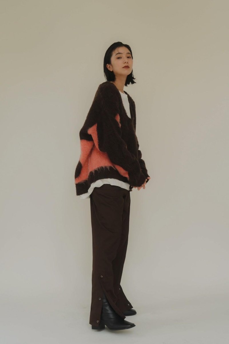 slit belt slacks pants/brown - KNUTH MARF