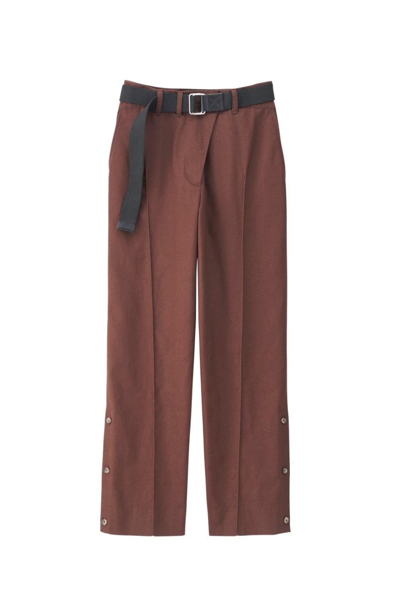 slit belt slacks pants/brown - KNUTH MARF