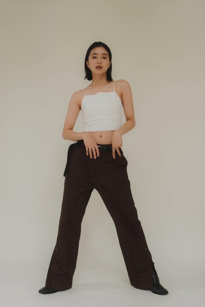 slit belt slacks pants/brown - KNUTH MARF