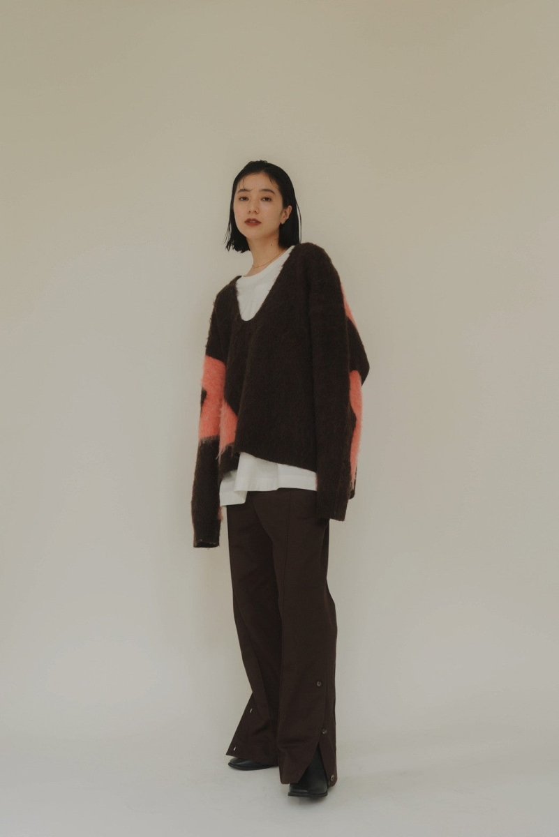 slit belt slacks pants/brown - KNUTH MARF