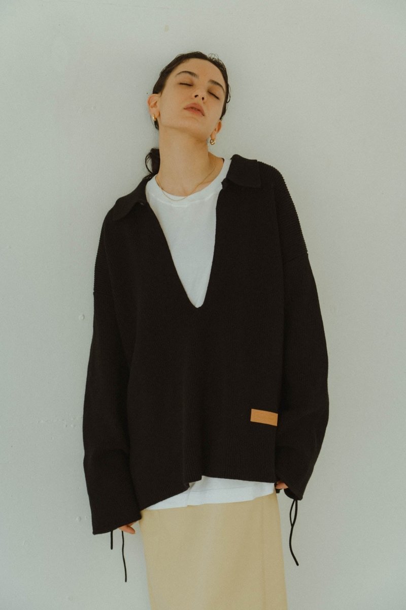 slit neck loose knit (unisex)/4color - KNUTH MARF