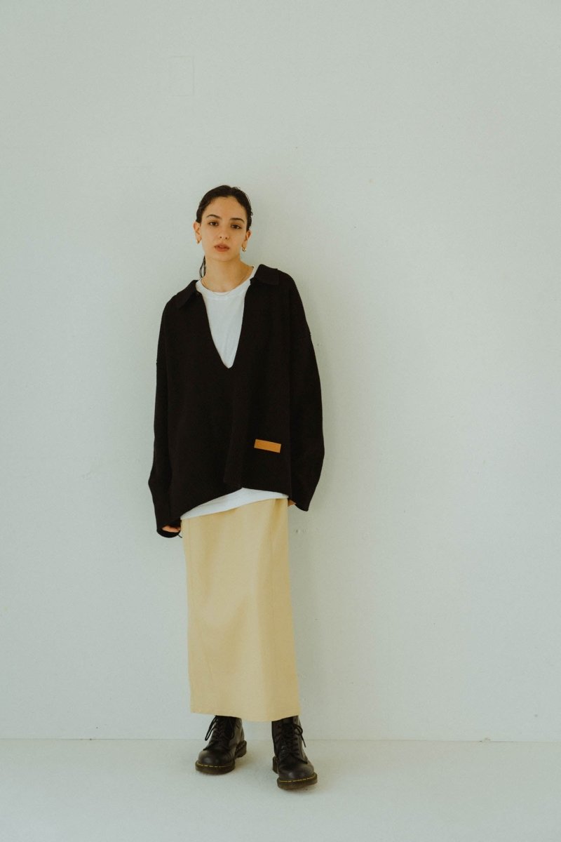 slit neck loose knit (unisex)/4color - KNUTH MARF