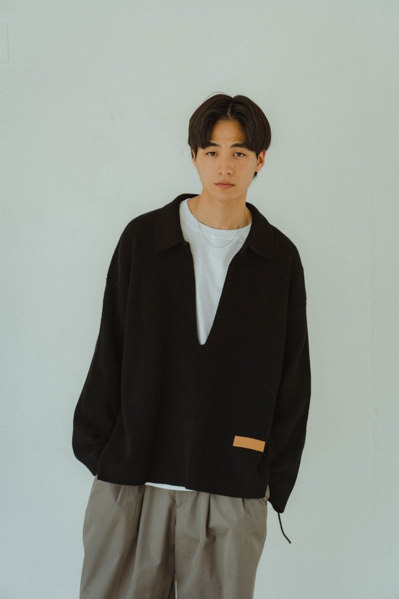 slit neck loose knit (unisex)/4color - KNUTH MARF