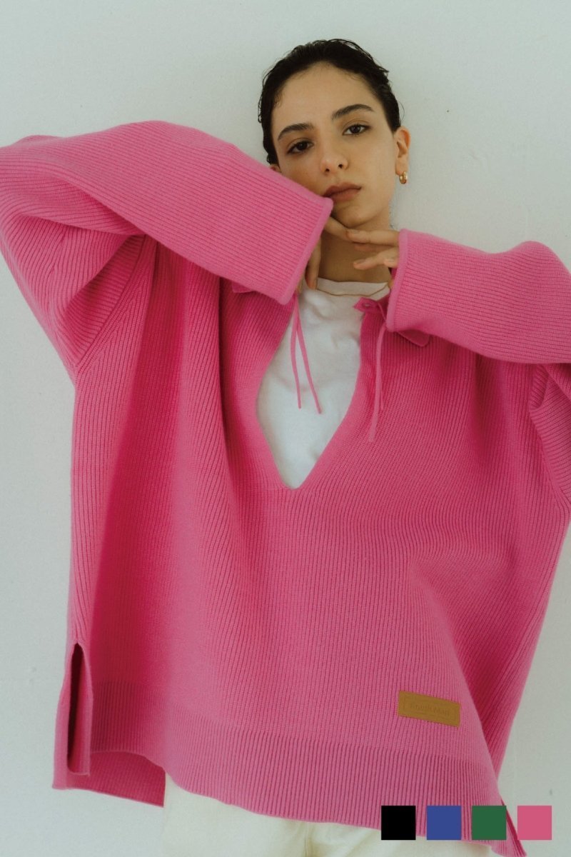 slit neck loose knit (unisex)/4color - KNUTH MARF