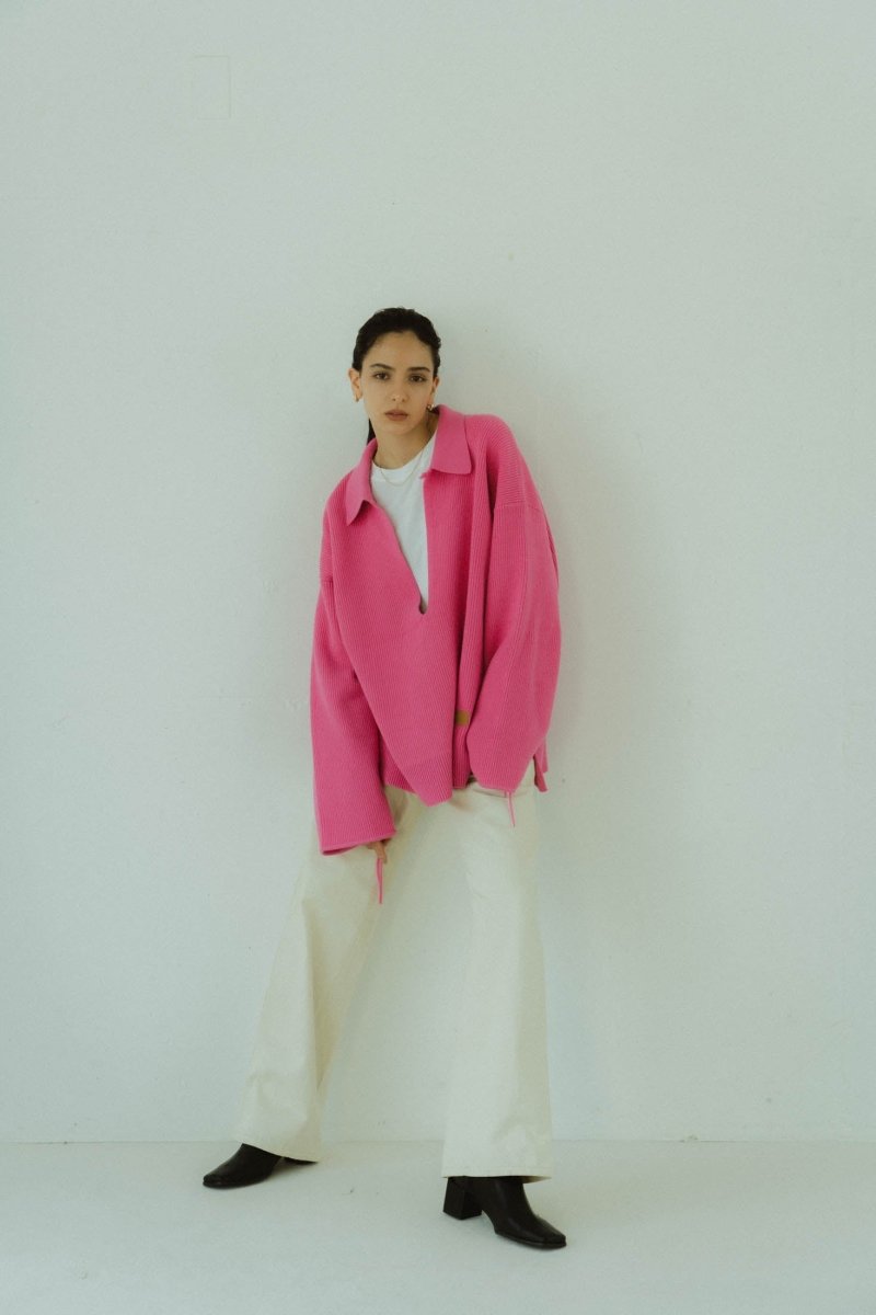 slit neck loose knit (unisex)/4color - KNUTH MARF