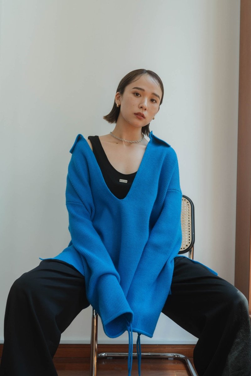 slit neck loose knit(unisex)/4color - KNUTH MARF