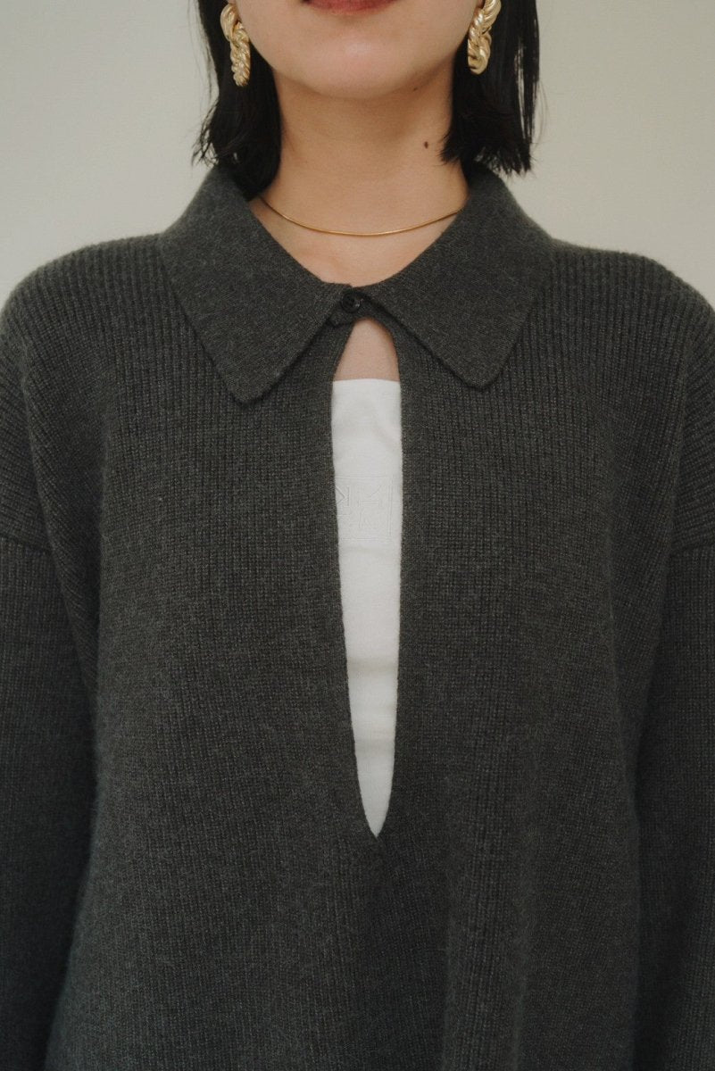 slit neck loose knit(unisex)/4color - KNUTH MARF