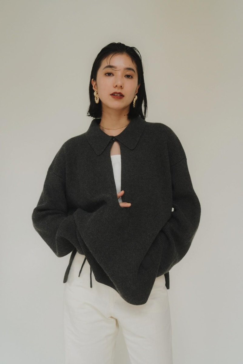 slit neck loose knit(unisex)/4color - KNUTH MARF