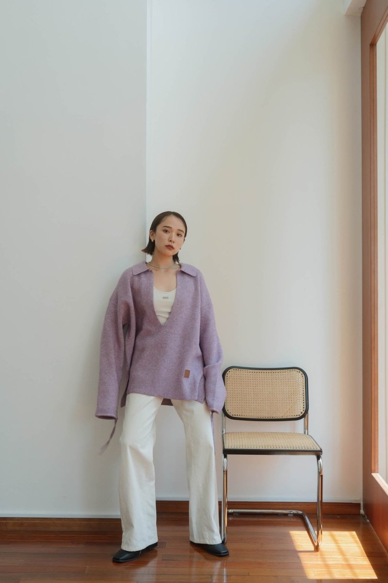 slit neck loose knit(unisex)/4color - KNUTH MARF