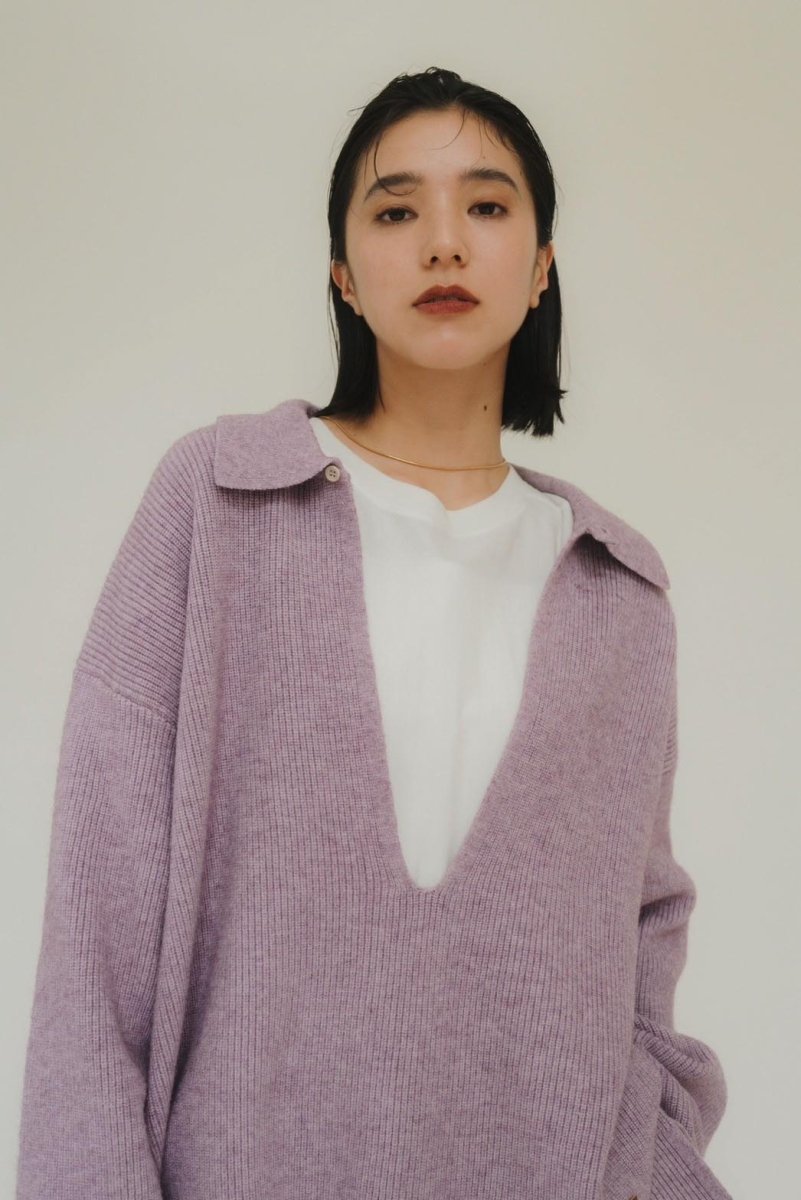 slit neck loose knit(unisex)/4color - KNUTH MARF