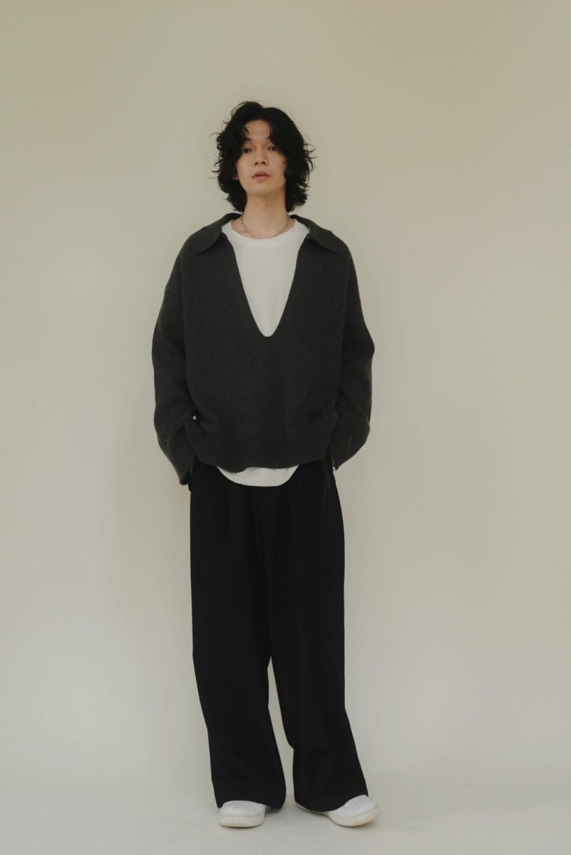 slit neck loose knit(unisex)/4color - KNUTH MARF