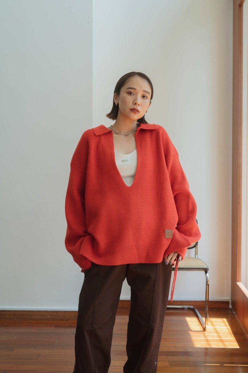 slit neck loose knit(unisex)/4color - KNUTH MARF