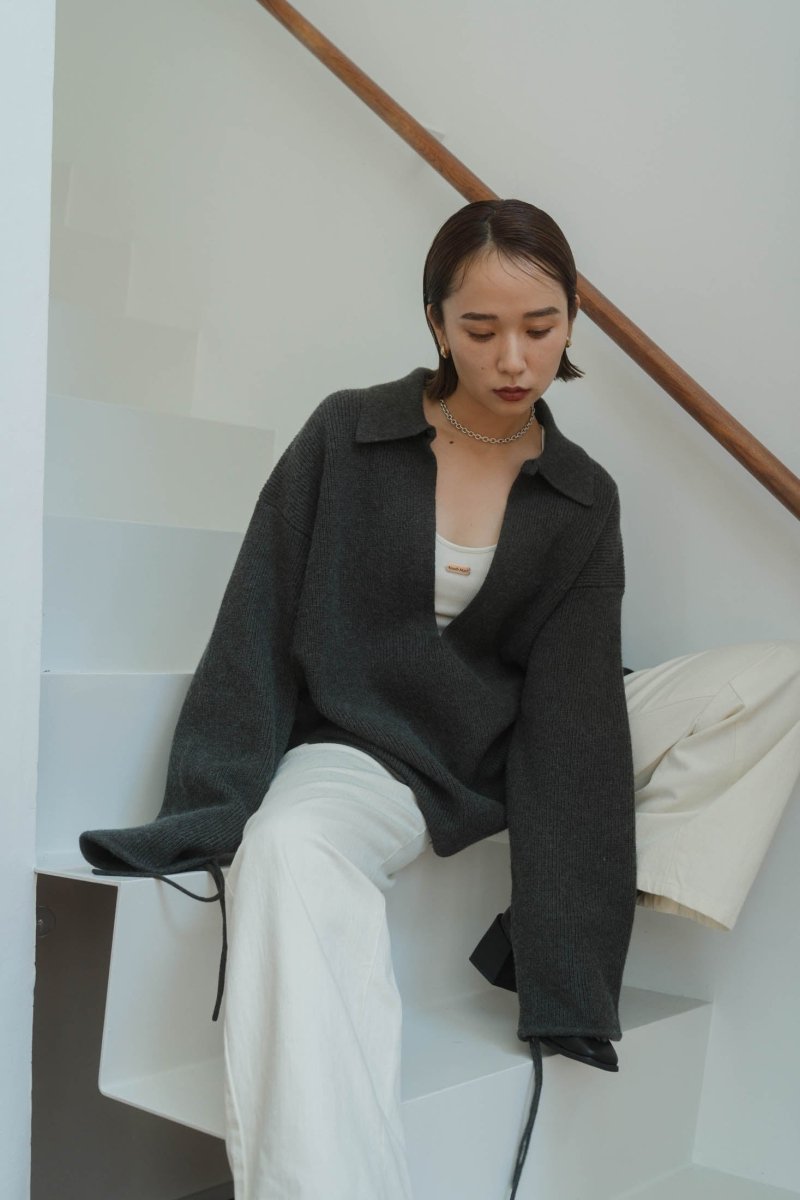 slit neck loose knit(unisex)/4color - KNUTH MARF