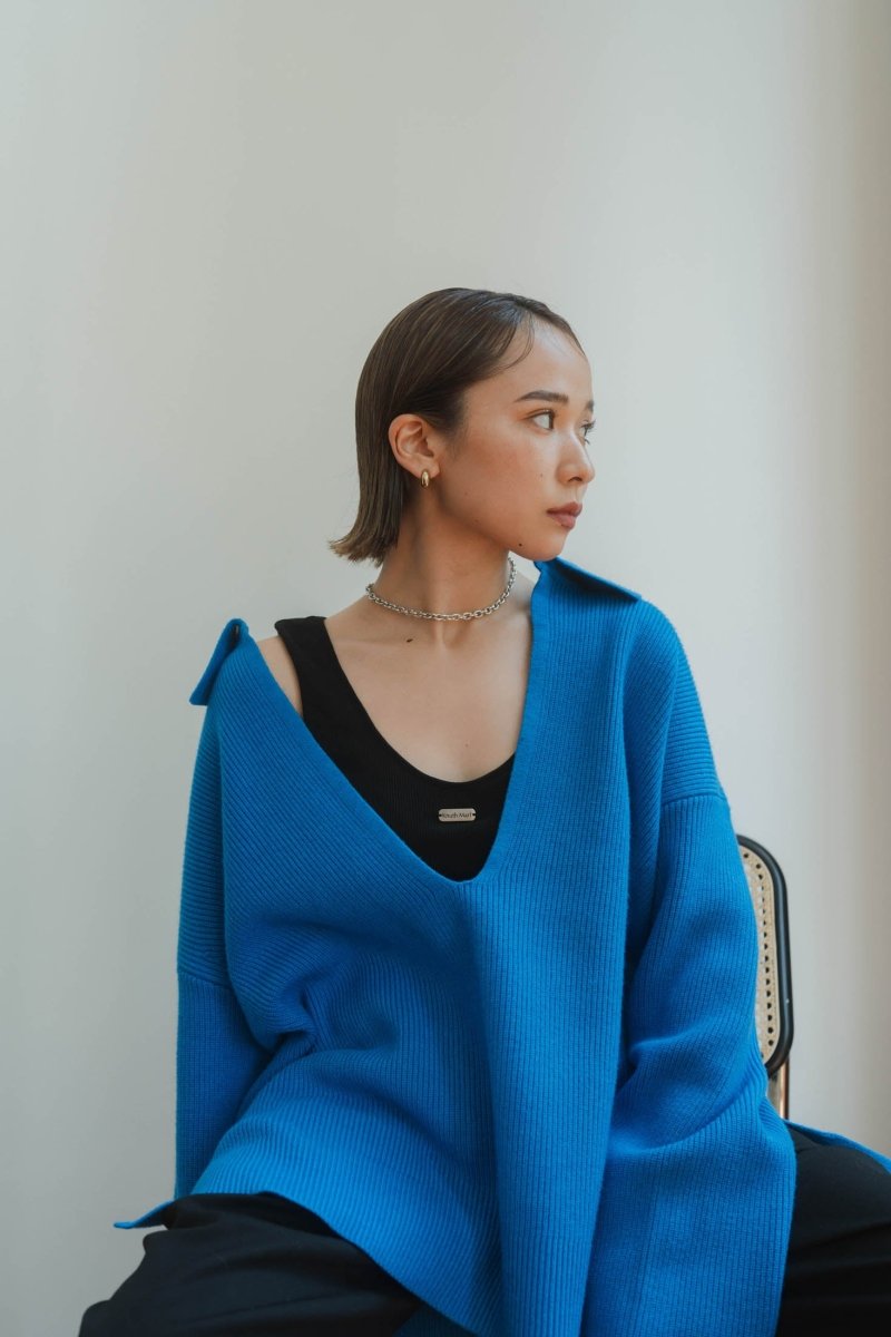 slit neck loose knit(unisex)/4color - KNUTH MARF
