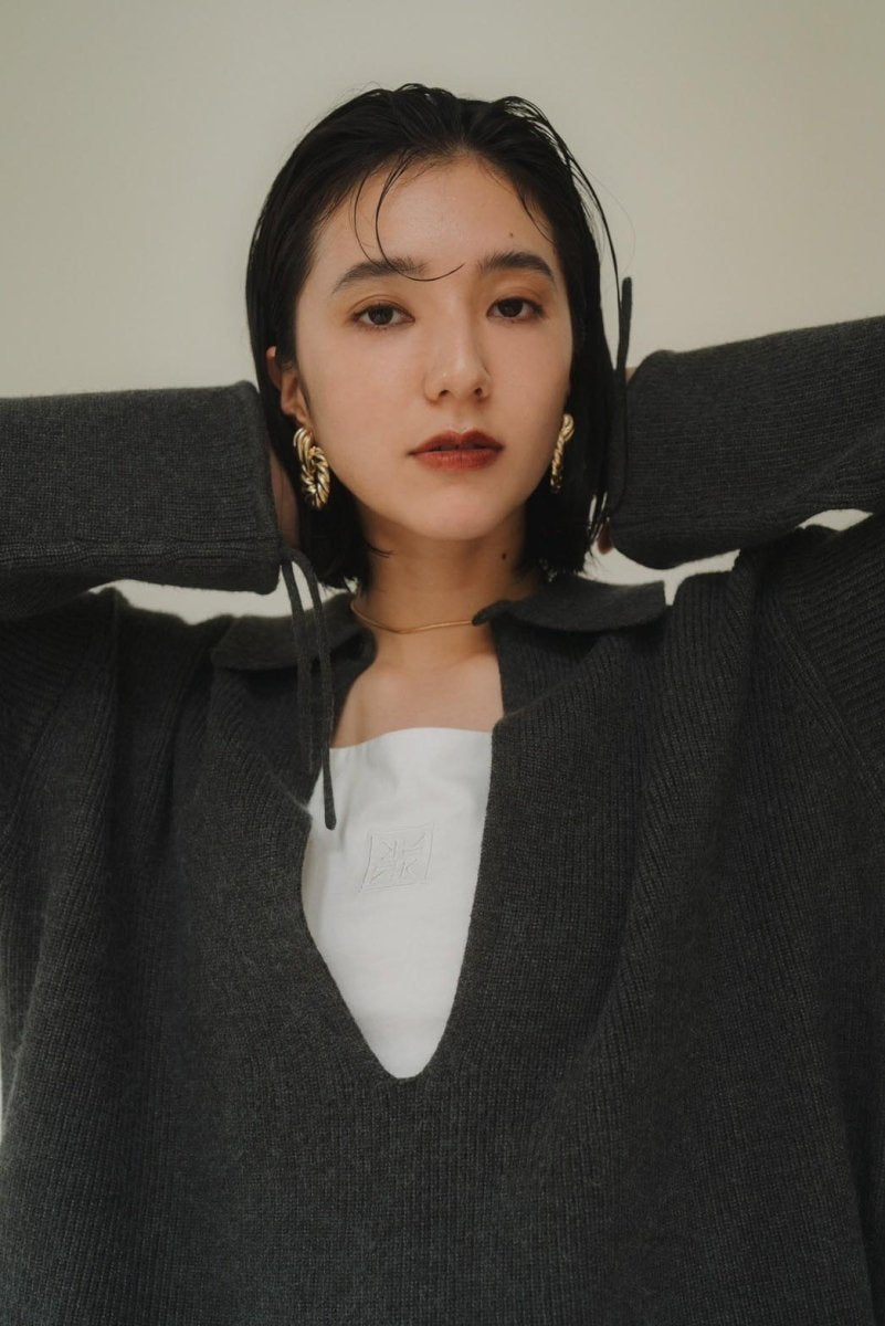 slit neck loose knit(unisex)/4color - KNUTH MARF