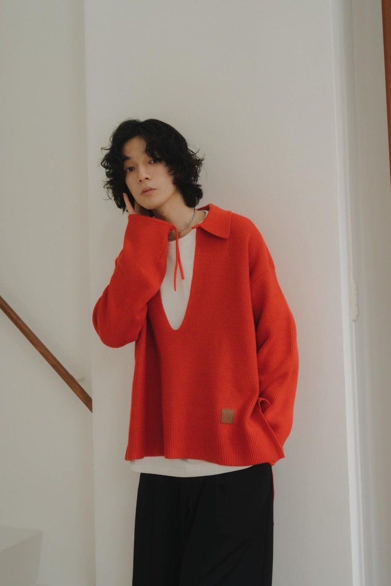 slit neck loose knit(unisex)/4color - KNUTH MARF