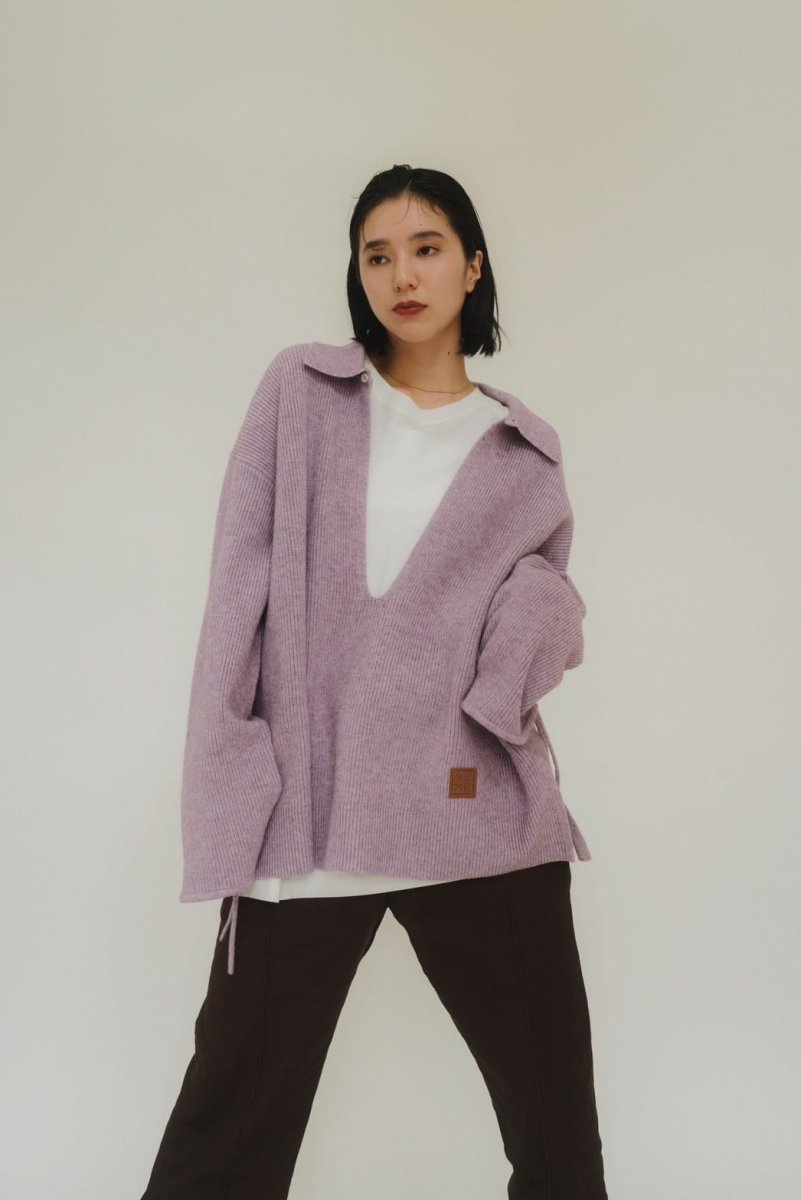 slit neck loose knit(unisex)/4color - KNUTH MARF