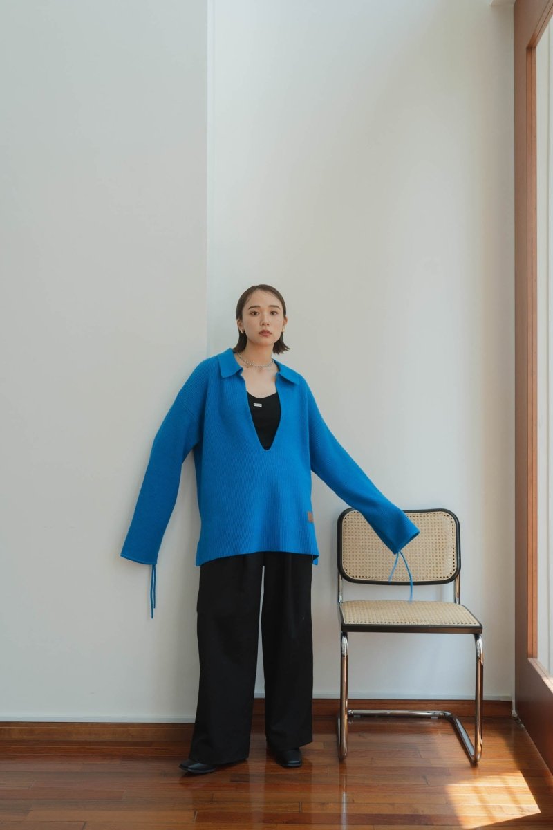slit neck loose knit(unisex)/4color - KNUTH MARF