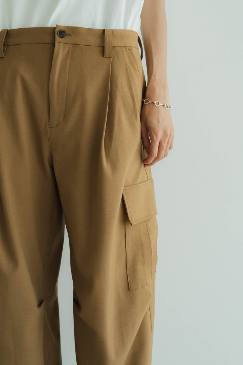 two tuck cargo pants/camel - KNUTH MARF