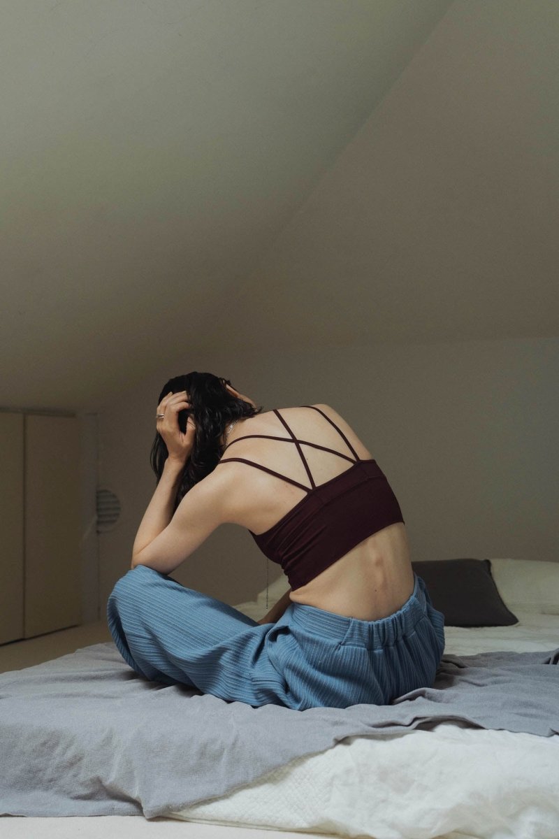 V neck bra top/black,burgundy - KNUTH MARF