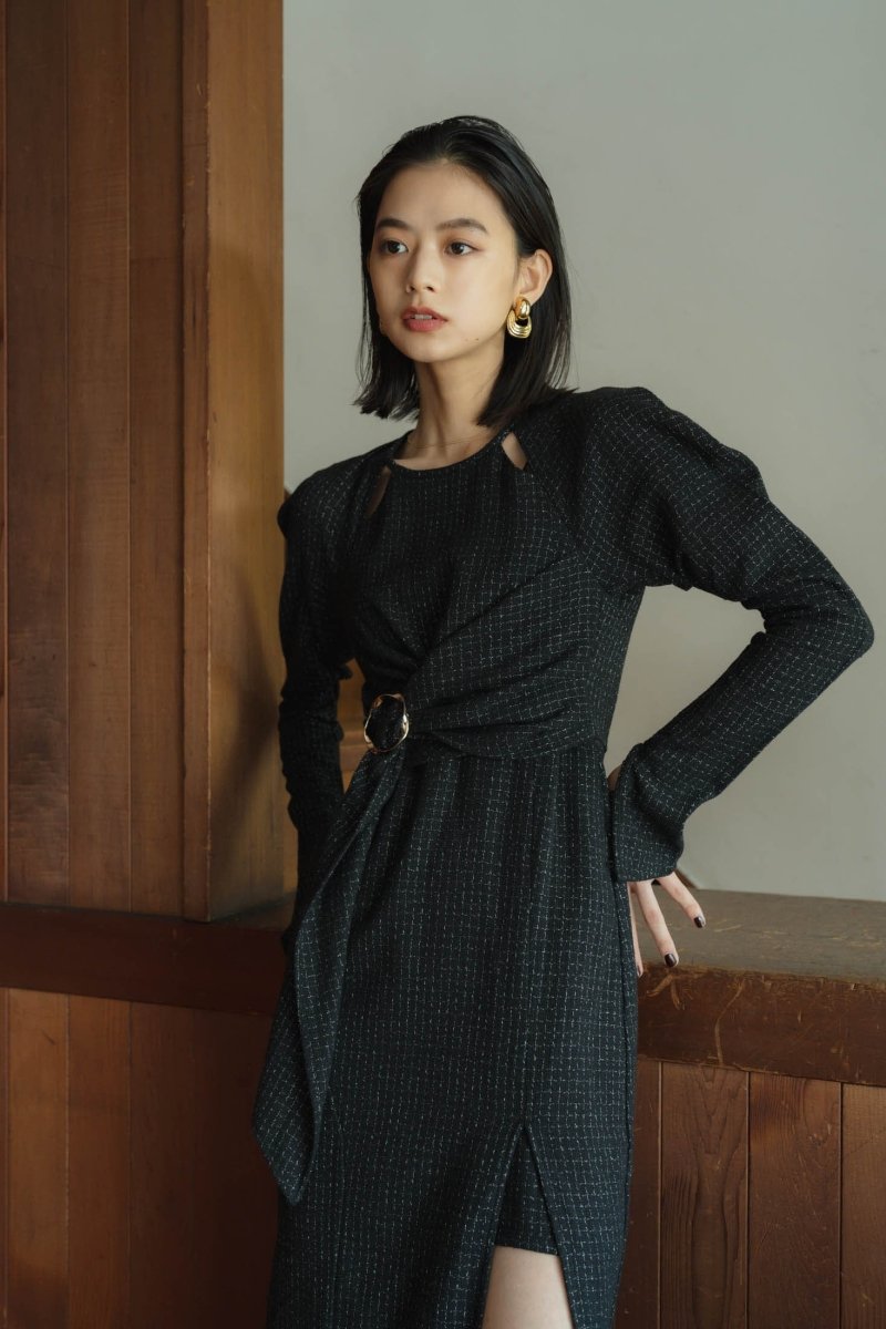 waist mark slit one piece/tweed - KNUTH MARF