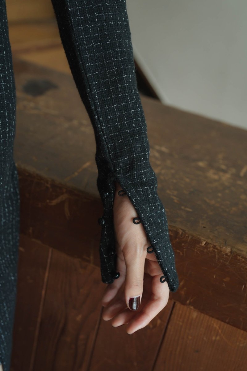 waist mark slit one piece/tweed - KNUTH MARF