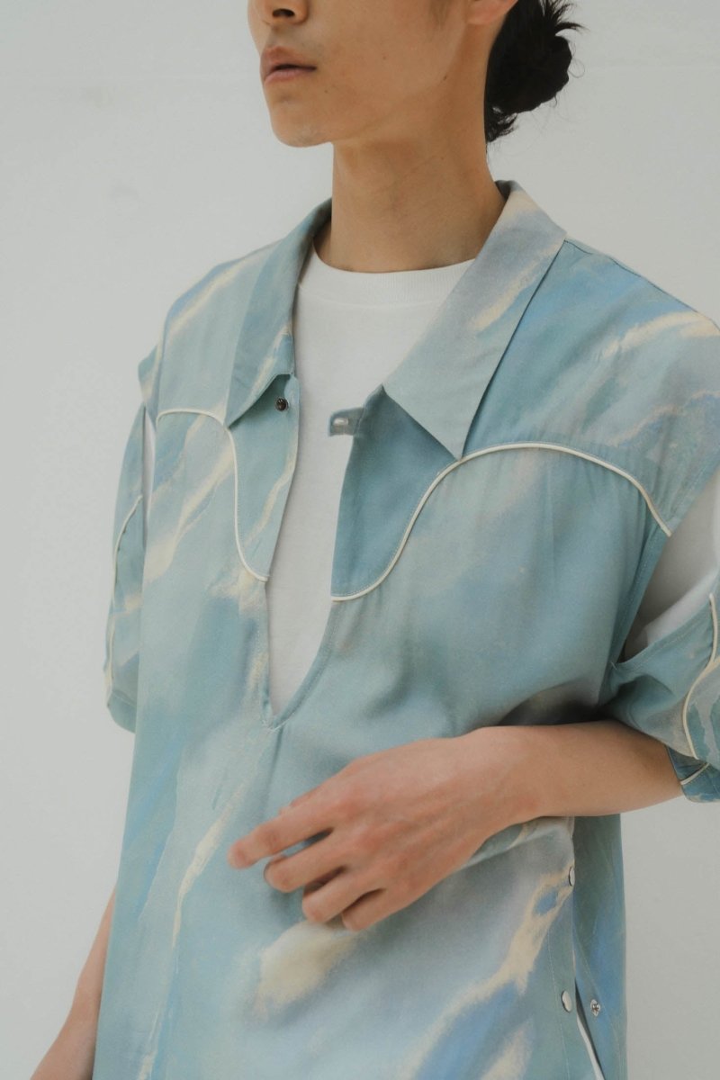 western slit shirt/milkyblue (unisex) - KNUTH MARF