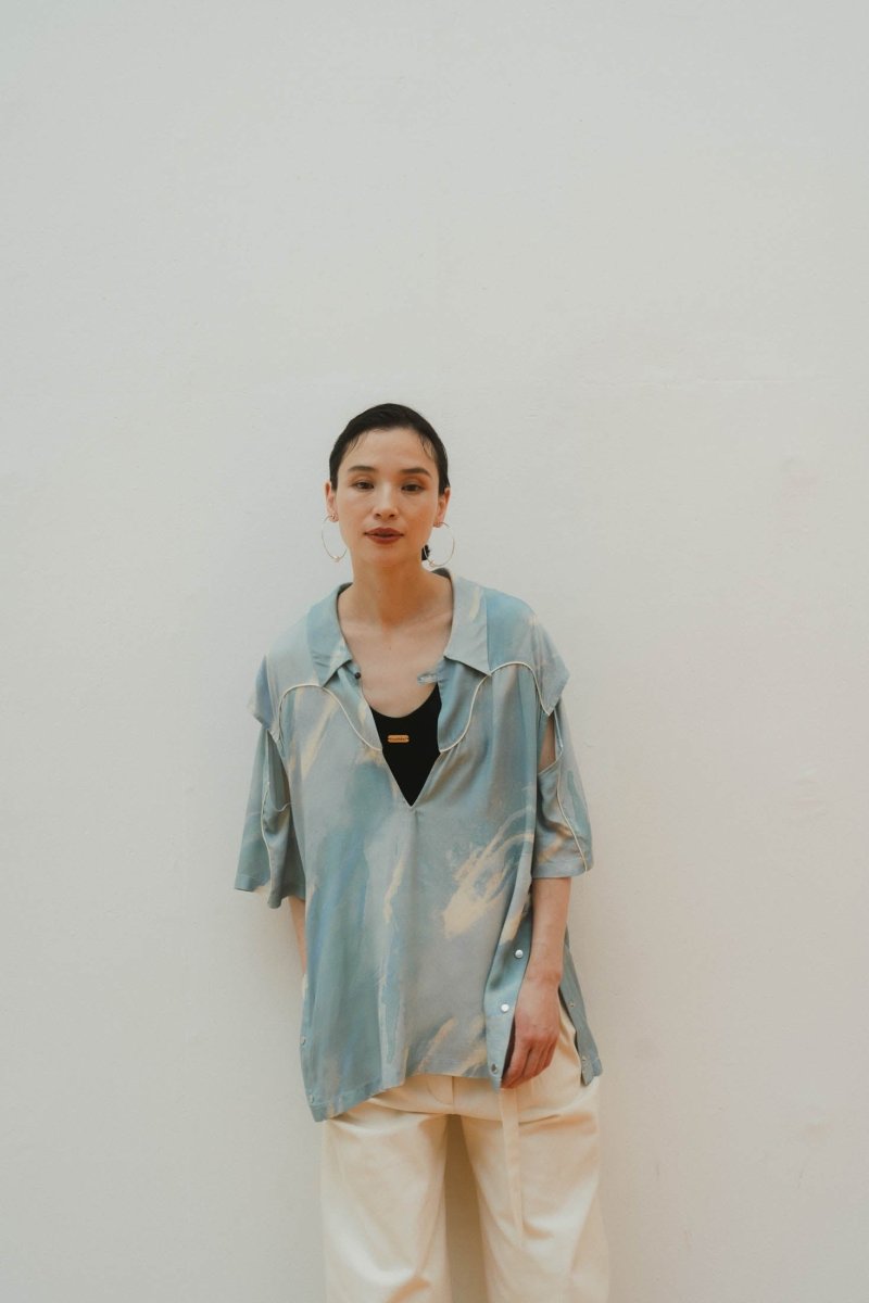western slit shirt/milkyblue (unisex) - KNUTH MARF
