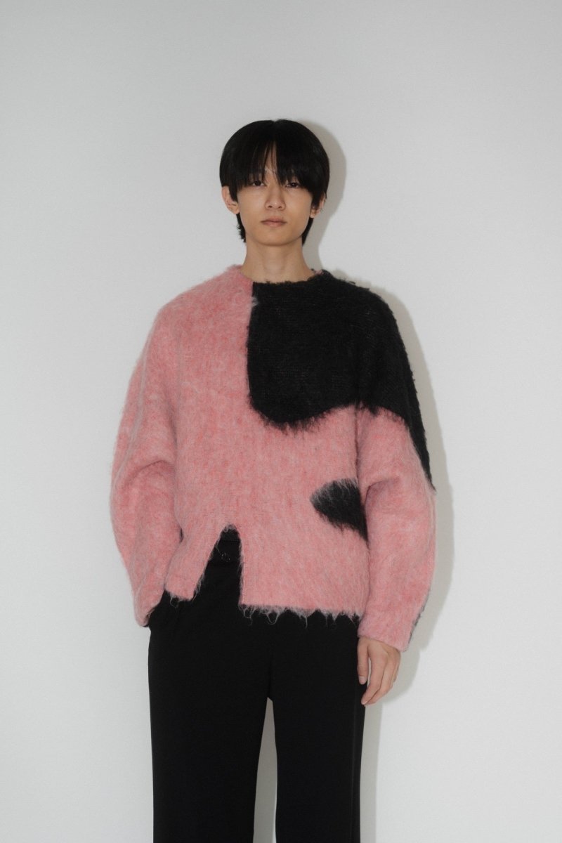 accent knit pullover(unisex)/pinkblack - KNUTH MARF