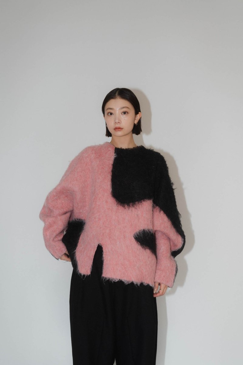 accent knit pullover(unisex)/pinkblack - KNUTH MARF