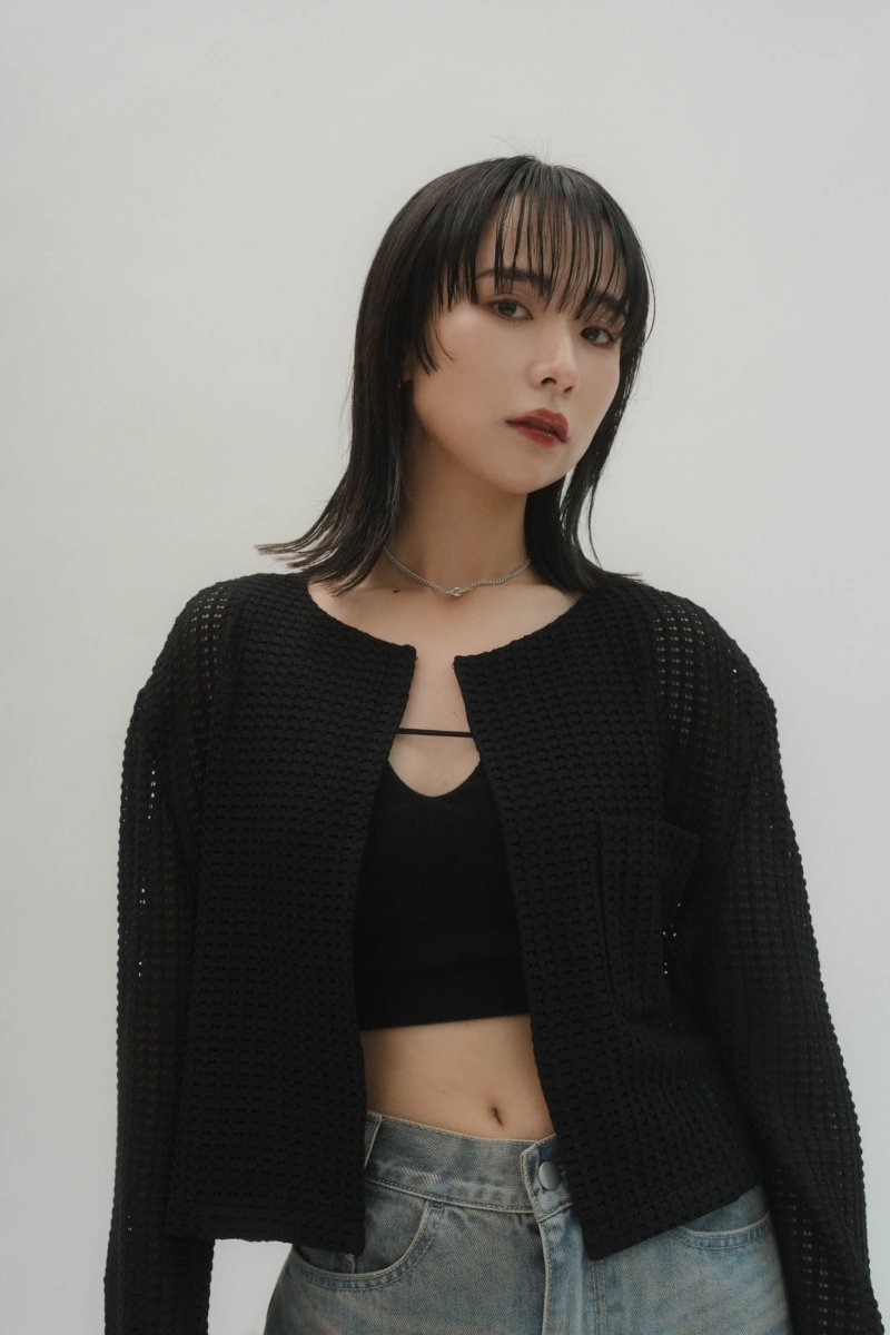 collarless jacket/mesh - KNUTH MARF