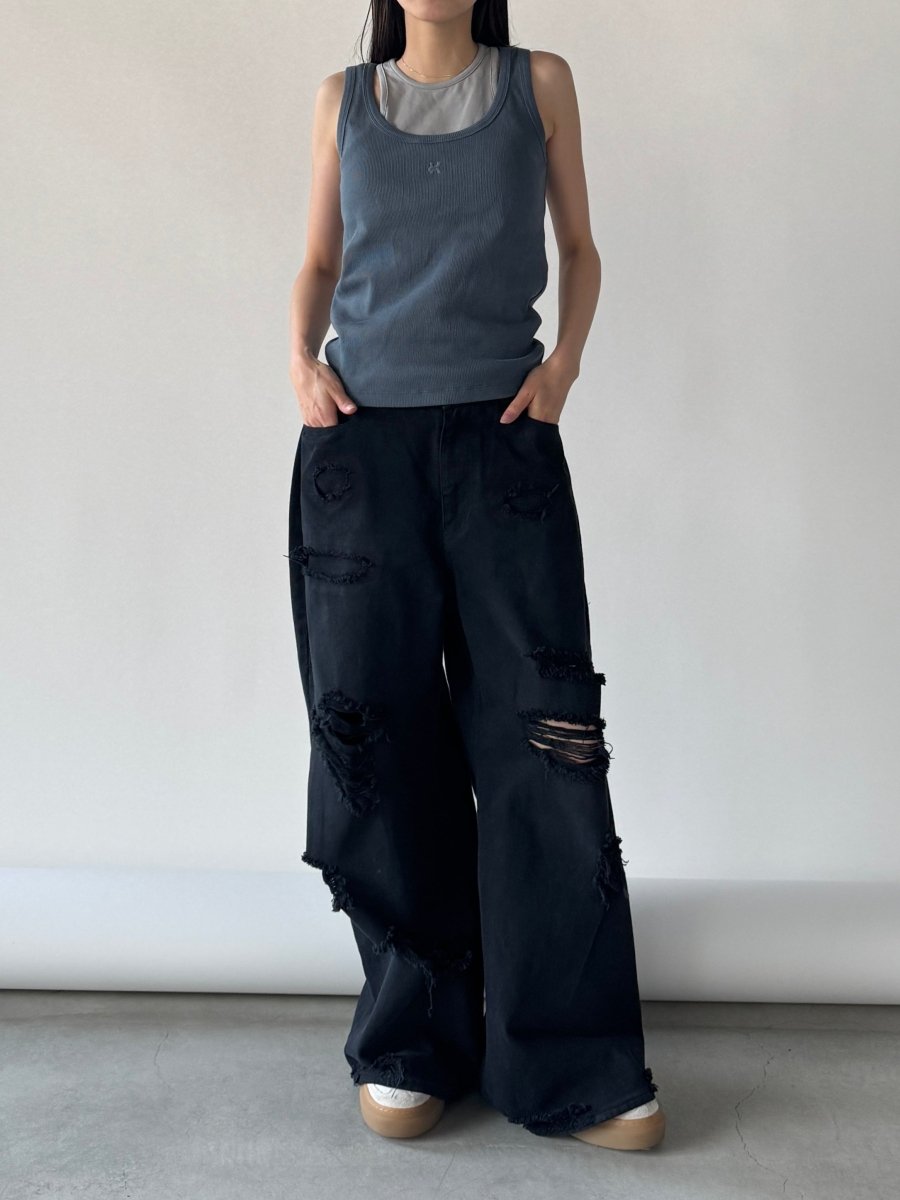 damage denim pants - KNUTH MARF