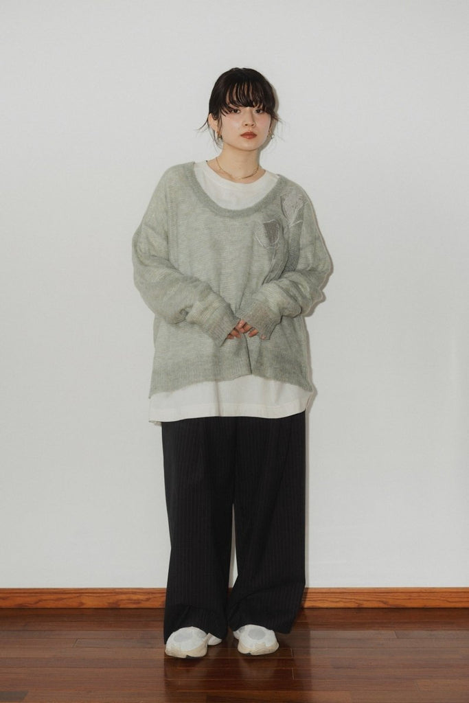 トップス KnuthMarf embroidery sheer T embroidery sheer T/4color | KNUTH MARF