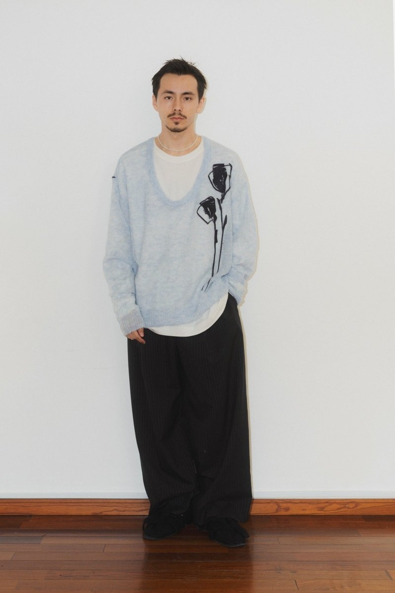embroidery sheer Uneck pullover(unisex) - KNUTH MARF