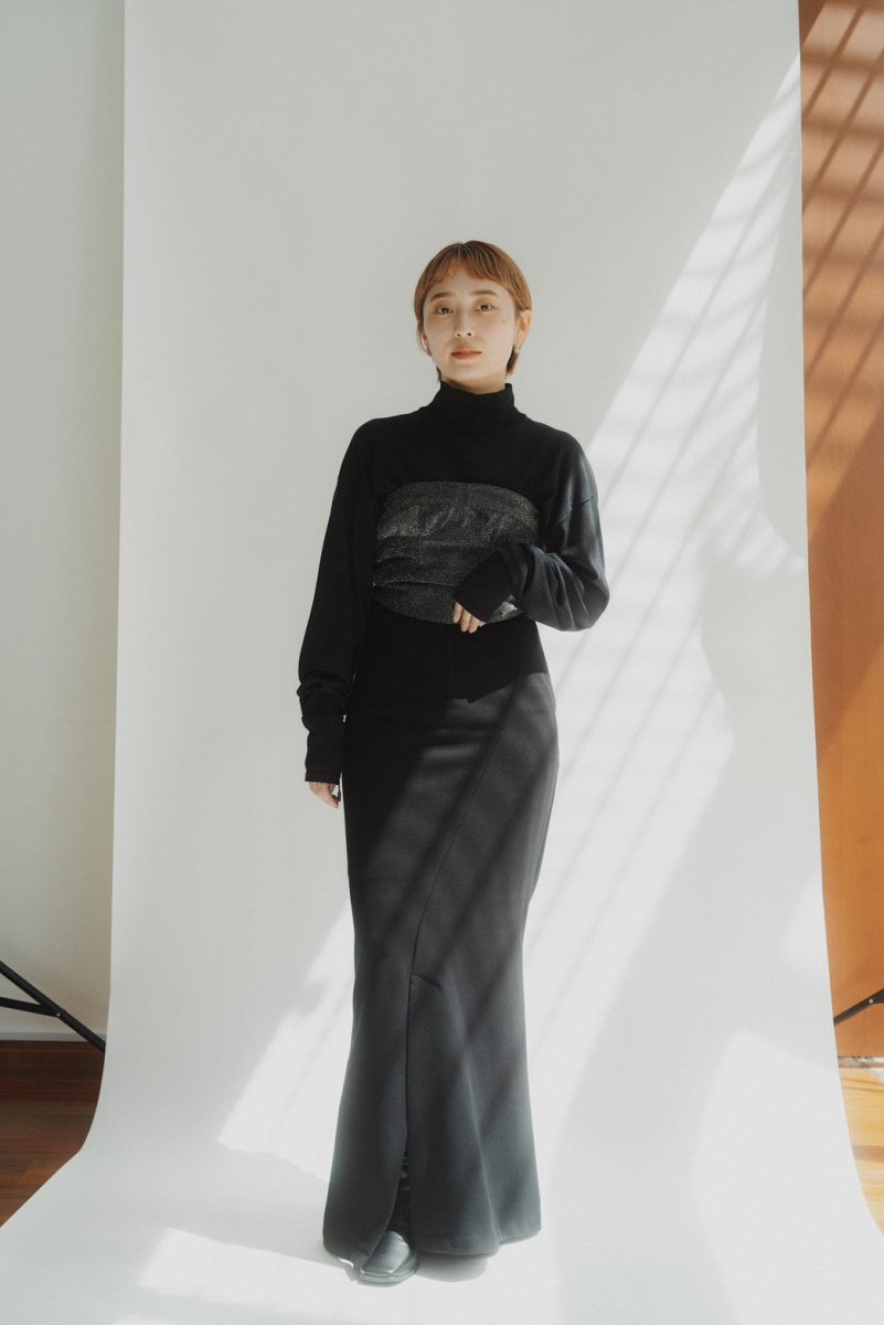 front zip mermaid skirt/black - KNUTH MARF