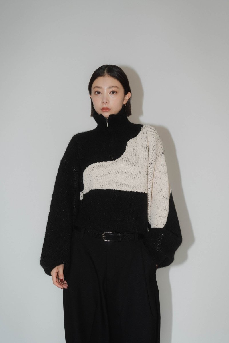 half zip bicolor knit/blackivory - KNUTH MARF