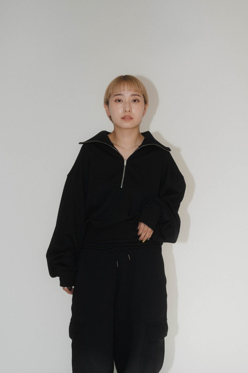 half zip sweat(unisex）black - KNUTH MARF