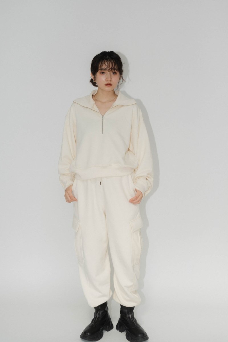 half zip sweat(unisex)/ivory - KNUTH MARF