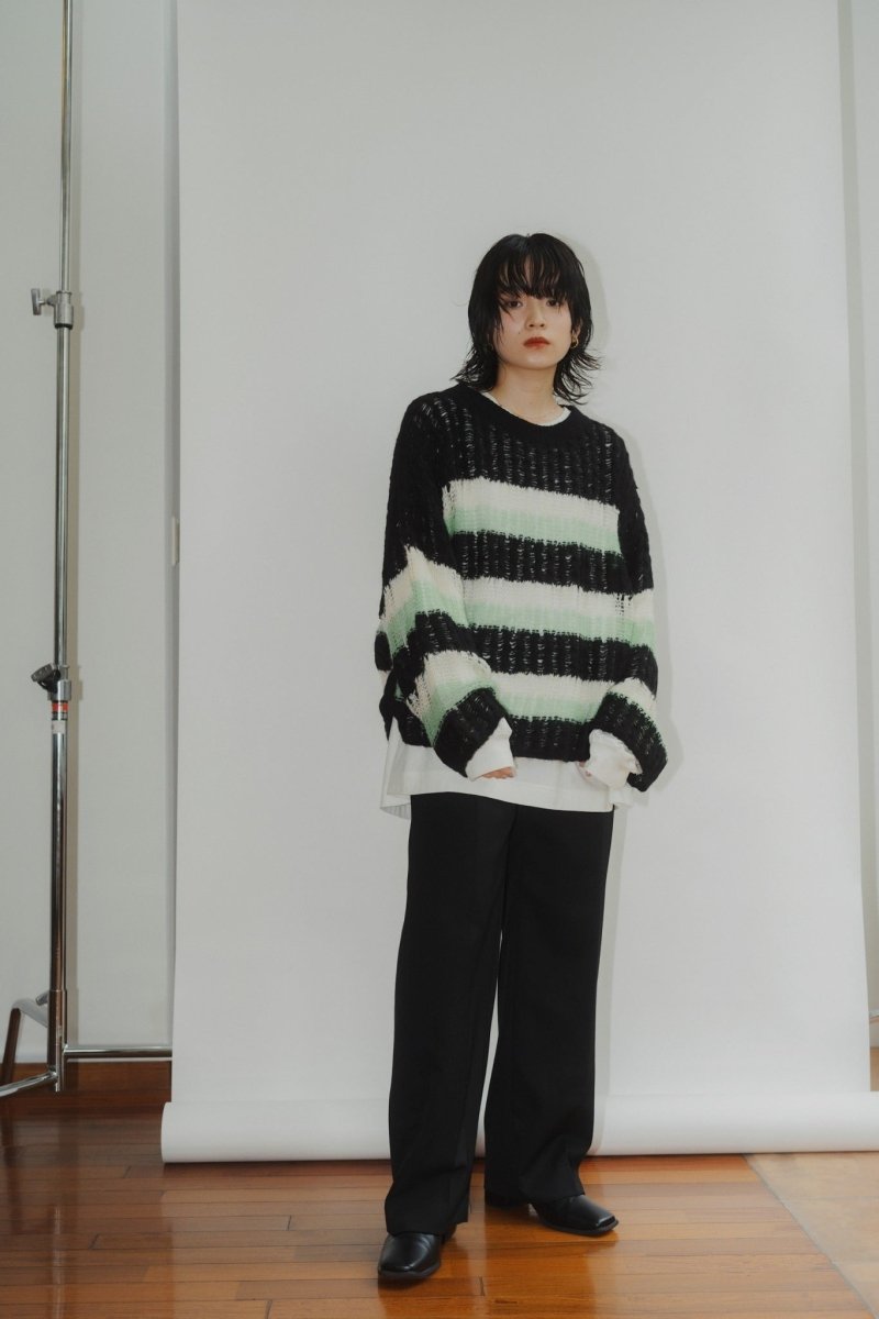 low gauge border knit/blackgreen - KNUTH MARF