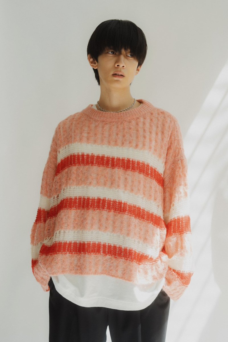 low gauge border knit/pink - KNUTH MARF