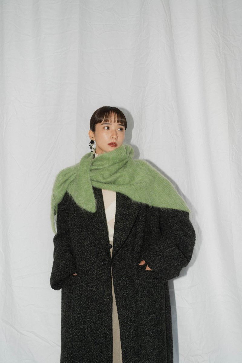 mohair triangle scarf/green - KNUTH MARF