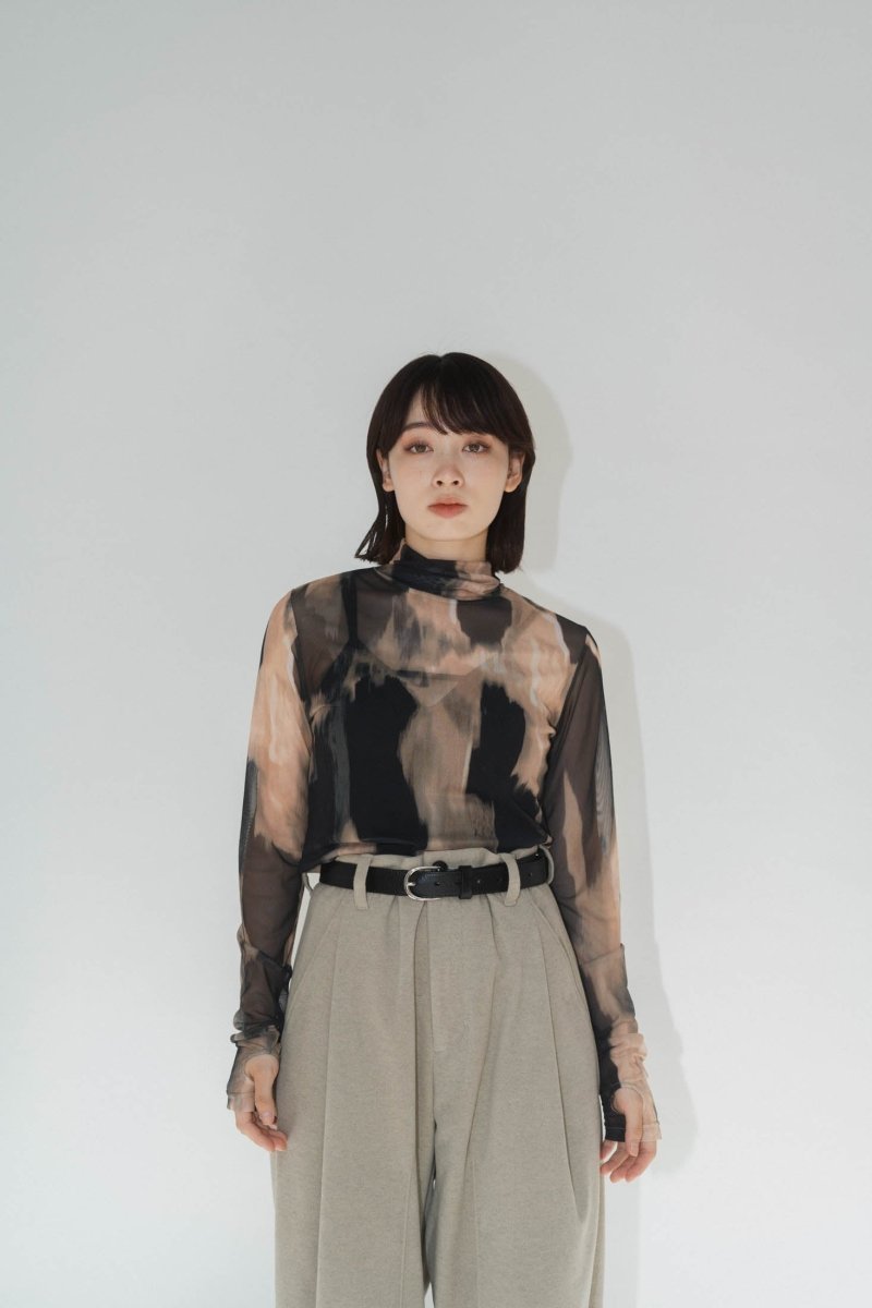 paint sheer high neck tops/blackorange - KNUTH MARF