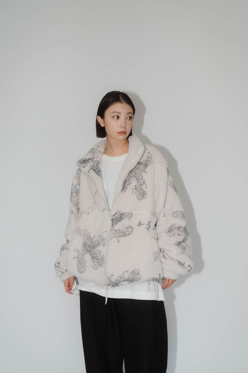 paisley pattern fleece(unisex)/ivory - KNUTH MARF