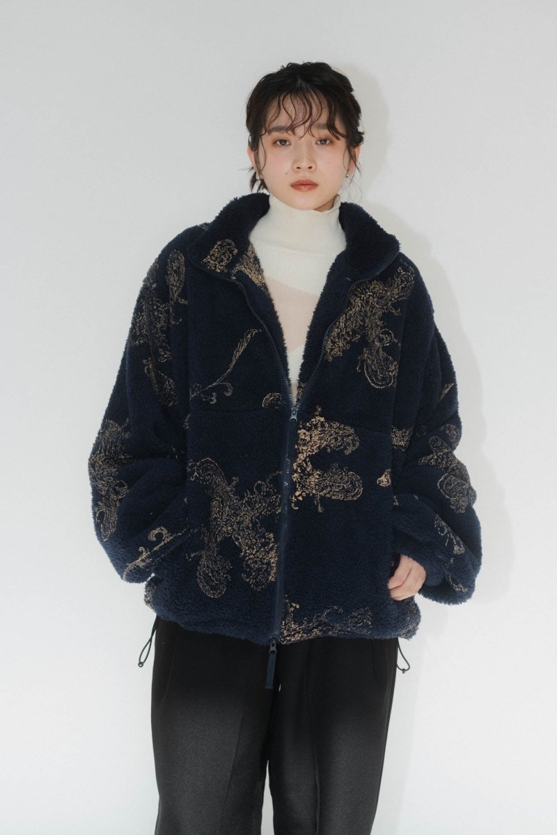 paisley pattern fleece(unisex)/navy - KNUTH MARF