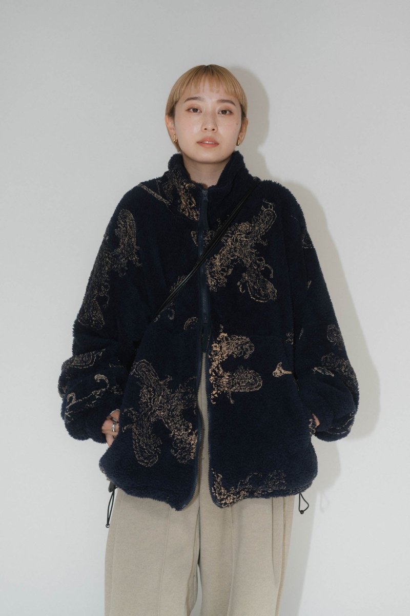 paisley pattern fleece(unisex）navy - KNUTH MARF