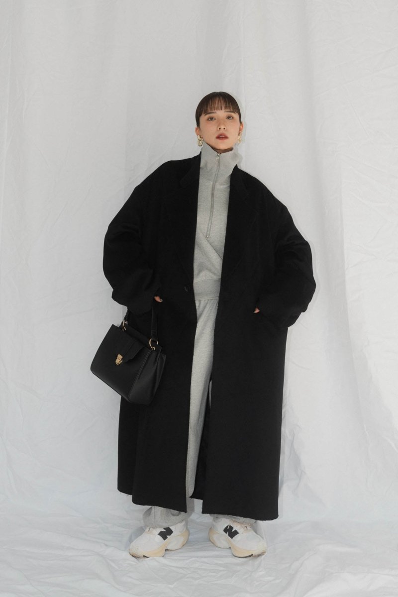 raw edge chester long coat(unisex)/black - KNUTH MARF