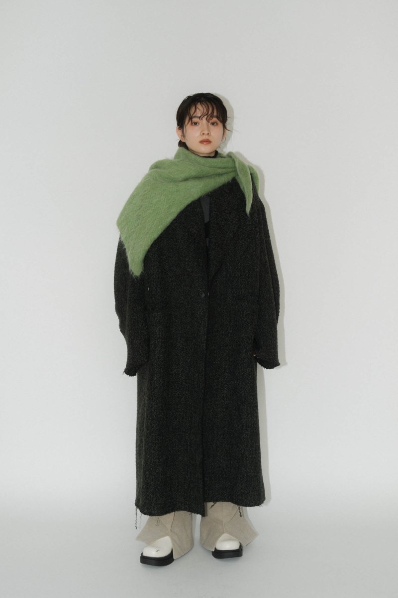 raw edge chester long coat(unisex)/green - KNUTH MARF