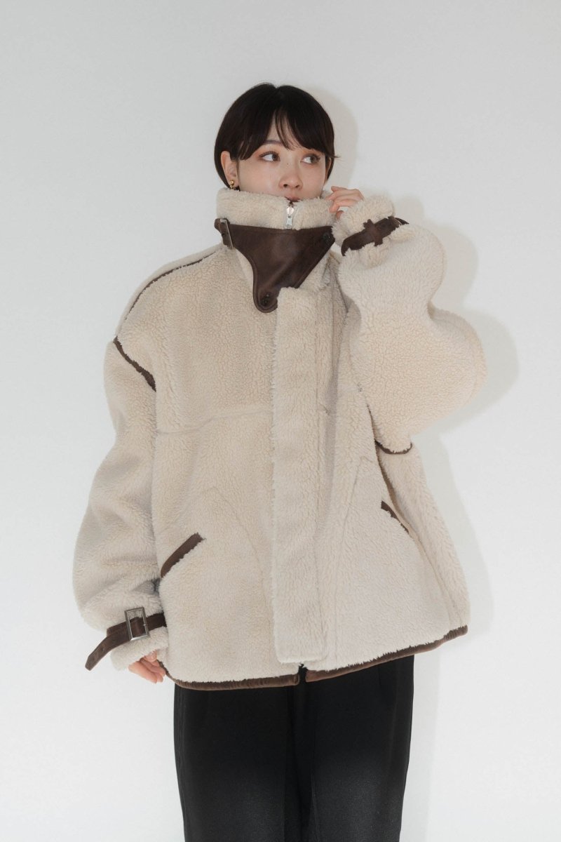 reversible mouton jacket(unisex)/beige/M - KNUTH MARF